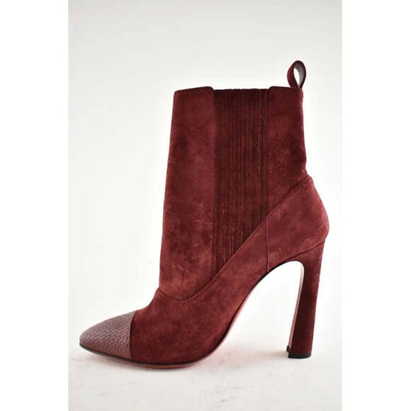 Christian Louboutin Me In The 90S 100 Tanin Red Suede Short Heel Ankle Boot 37 - Picture 8 of 12